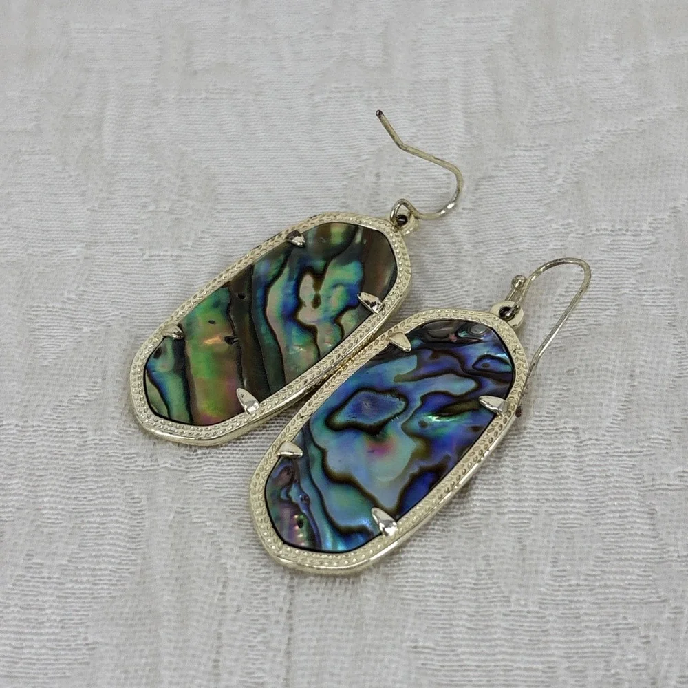 Kendra Scott Elle Elegant Abalone Shell & Gold Drop Earrings